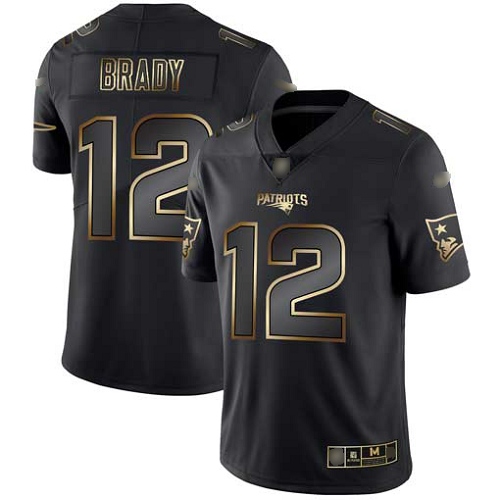 New England Patriots Football #12 Vapor Untouchable Limited Black Gold Men Tom Brady NFL Jersey